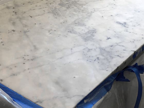 Etched Marble Countertop Refinished to a Honed Look - Santa Fe Floor Care