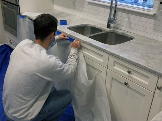 Etched Marble Countertop Refinished to a Honed Look - Santa Fe Floor Care
