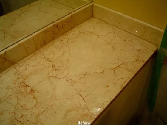 Damaged Marble Vanity Top Restored - Santa Fe Floor Care