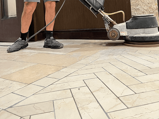 Commercial Travertine Floor Restored - Santa Fe Floor Care