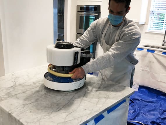 Etched Marble Countertop Refinished-Austin Texas - Santa Fe Floor Care
