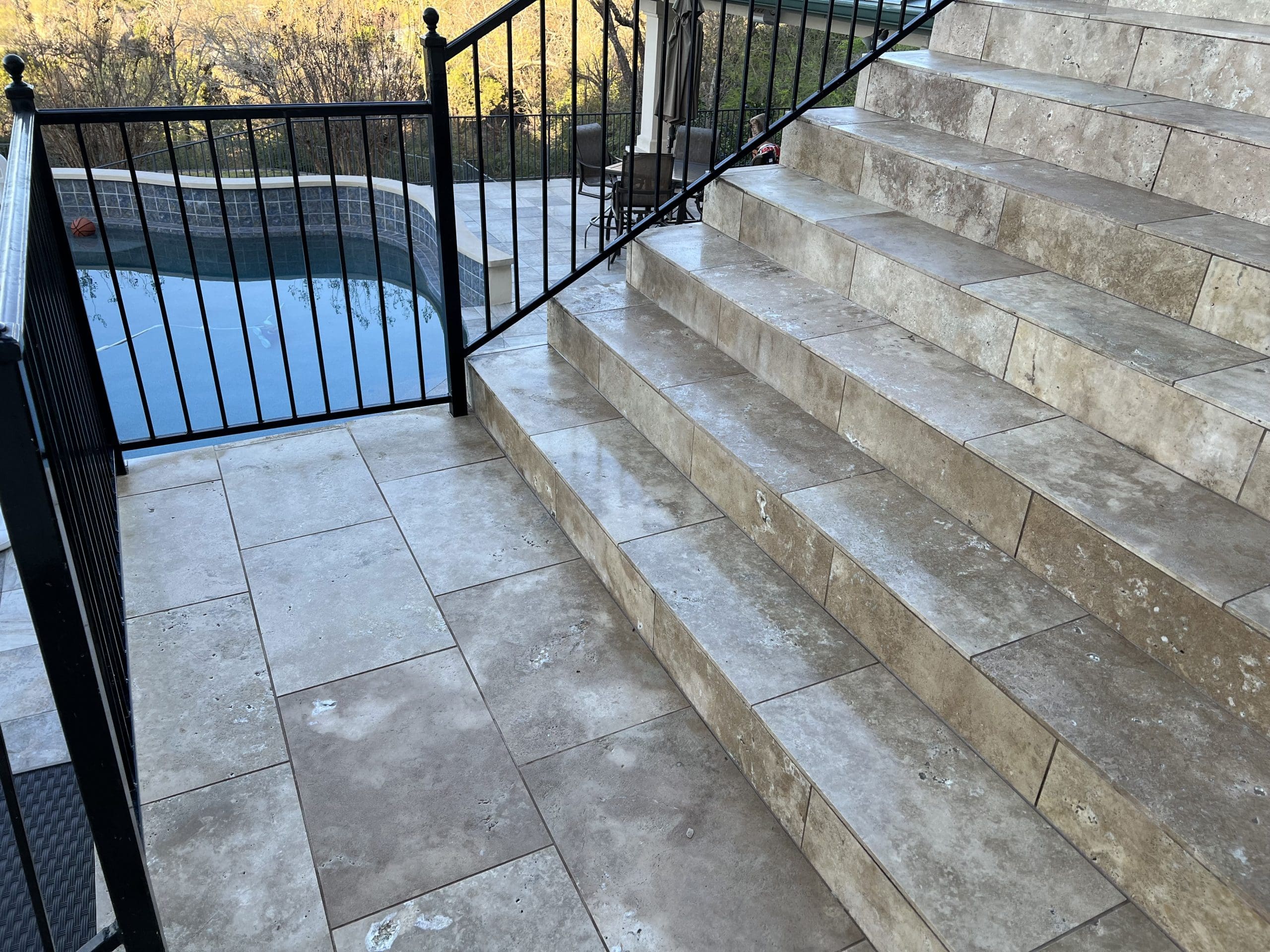 Dramatic Travertine Transformation-Austin Texas Specialist - Santa Fe Floor Care