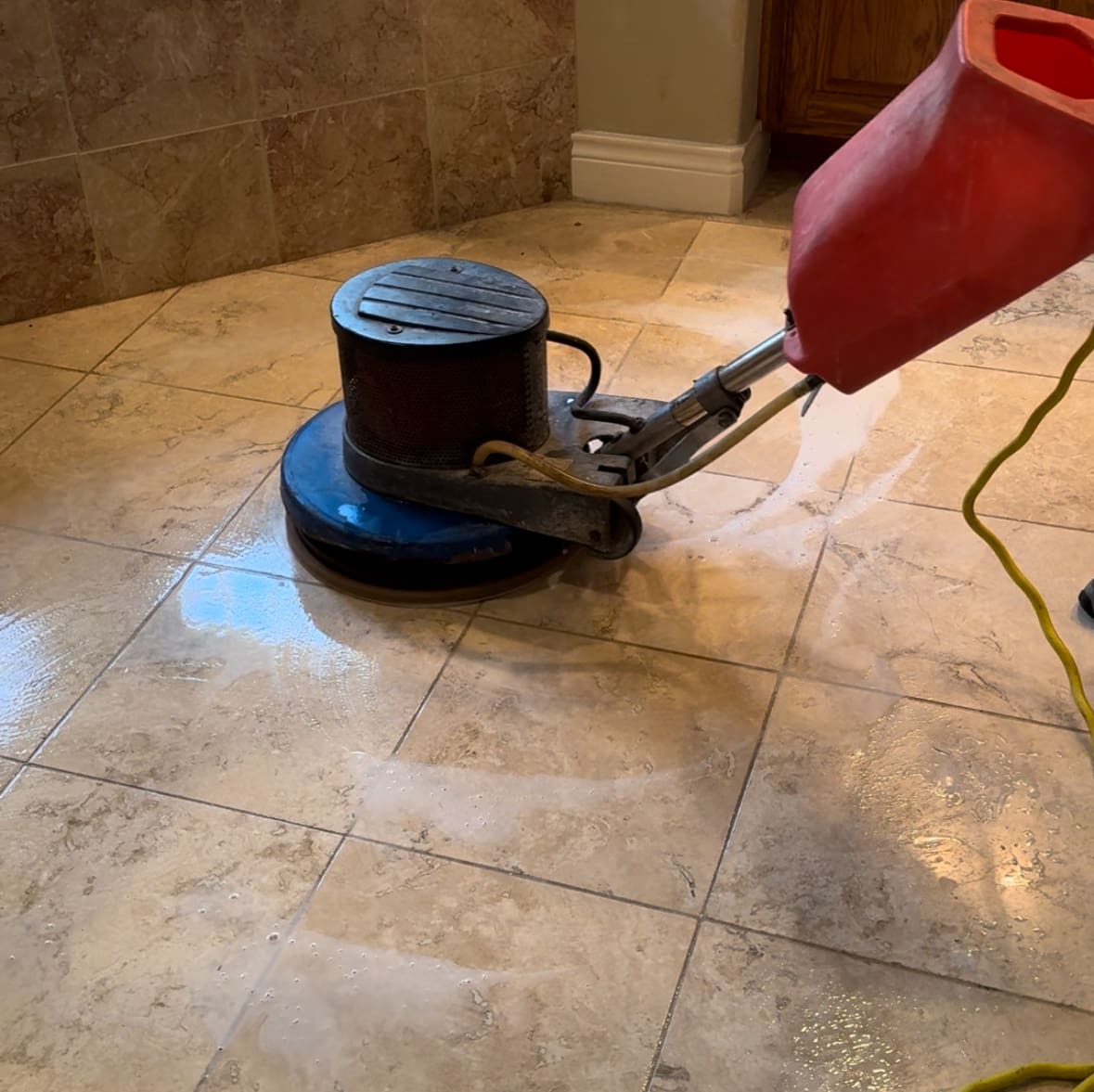 Restoration of Etched Travertine Bathroom | Austin TX - Santa Fe Floor Care